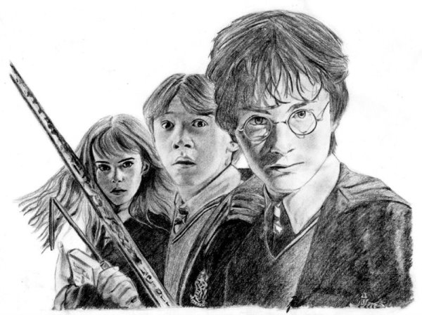 Гарри Поттер Гермиона и Рон рисунок
