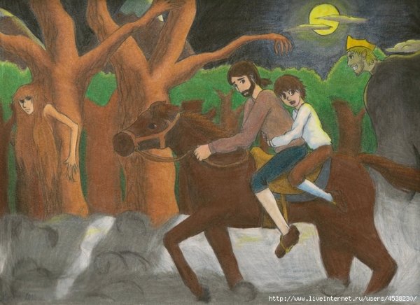 Рисунок к балладе Лесной царь ф Шуберта