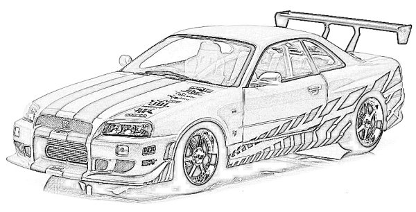 Nissan GTR r34 раскраска
