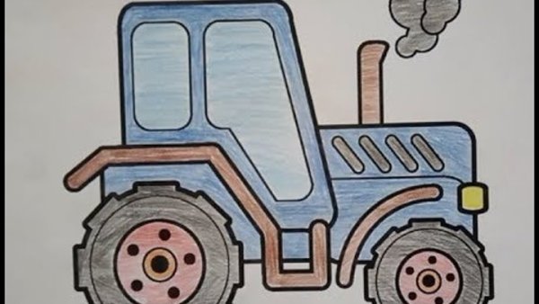 Синий трактор нарисовать