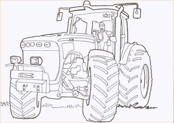 Трафарет трактор с прицепом