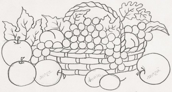 Натюрморт с фруктами раскраска