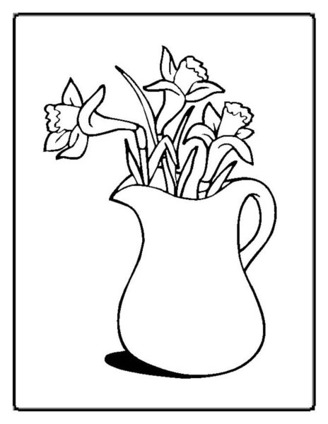Раскраска розы в вазе