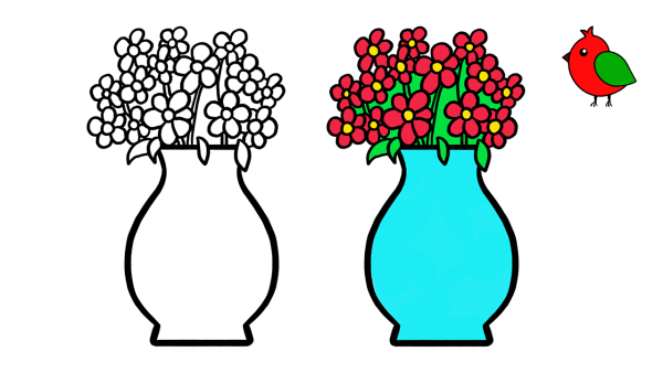 Поэтапное рисование вазы с цветами