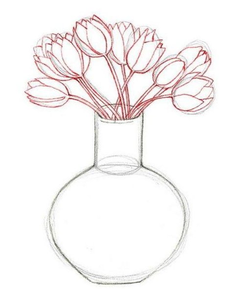 Ваза с цветами раскраска