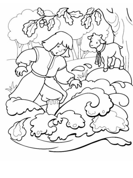 Раскраска по сказке сестрица алёнушка и братец Иванушка