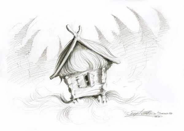 Избушка на курьих ножках картинки раскраски