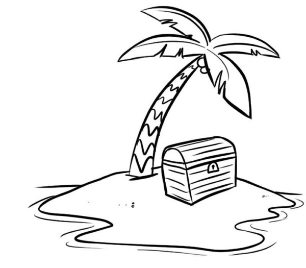 Раскраска остров с пальмой