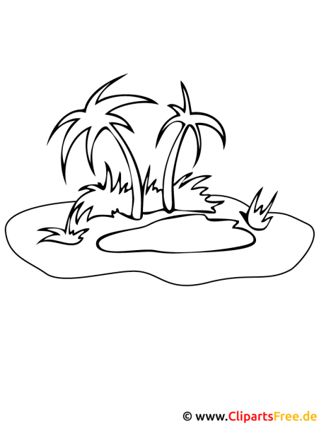 Остров с пальмами карандашом легко