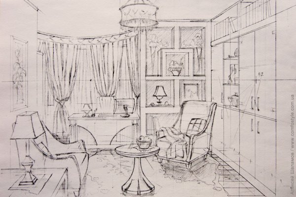 Интерьер эскиз графический