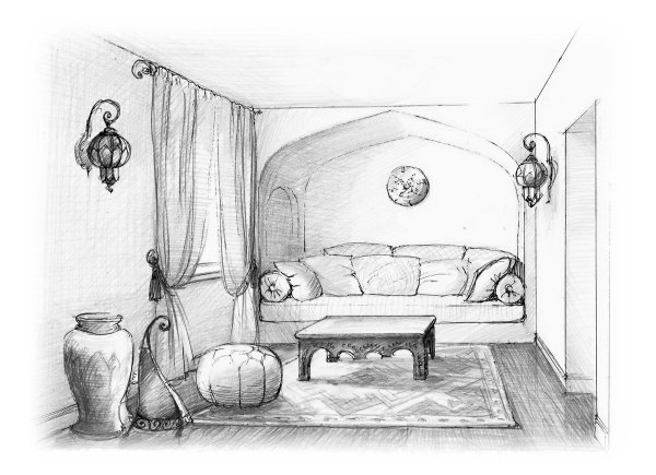 Интерьер карандашом