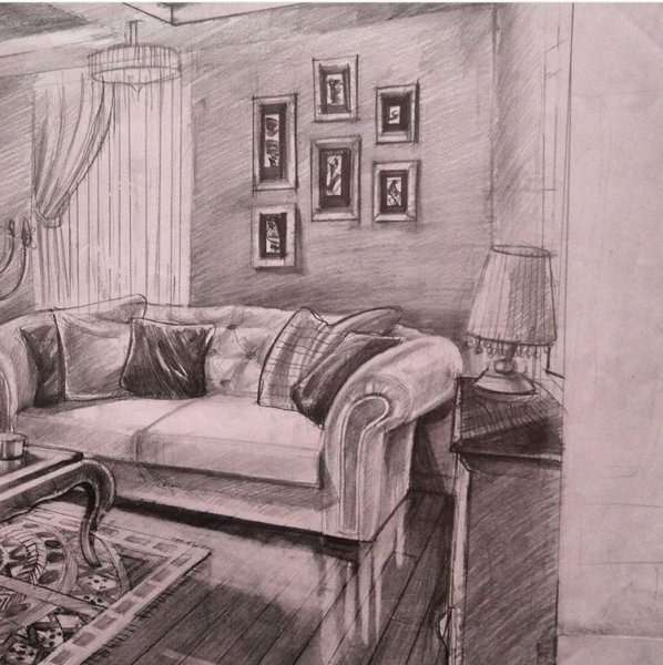 Перспектива интерьера комнаты