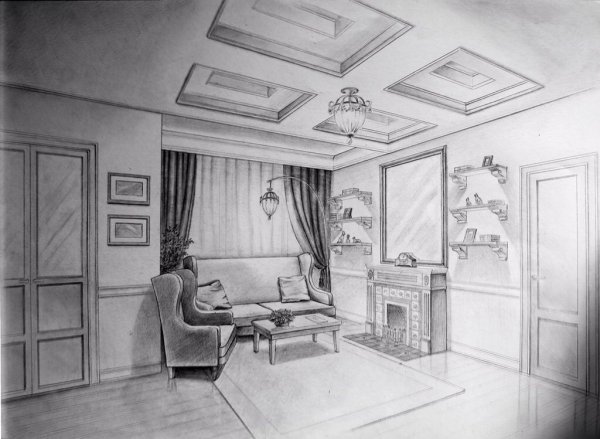 Интерьер карандашом