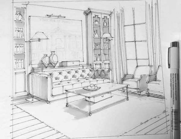Композиционные зарисовки интерьера