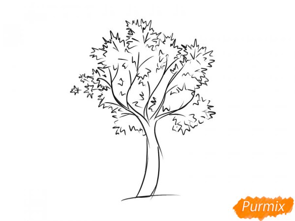 Осеннее дерево карандашом