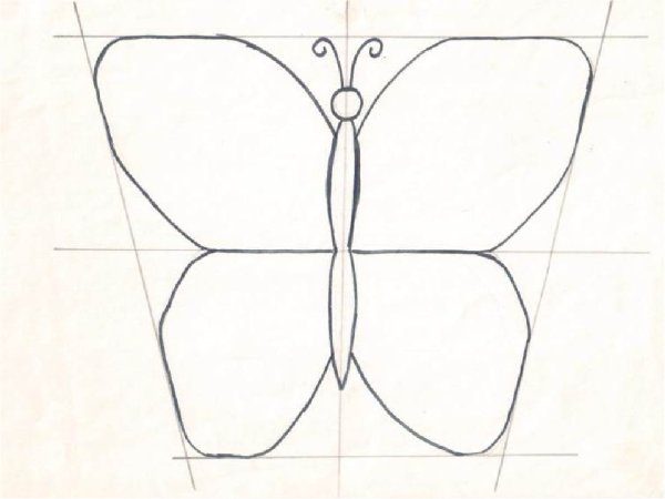 Симметричная бабочка рисунок карандашом