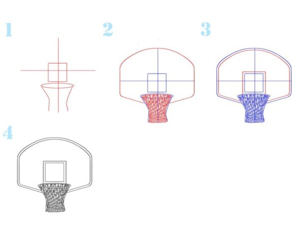 Баскетбольное кольцо карандашом