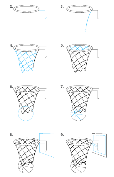 Баскетбольное кольцо рисунок карандашом