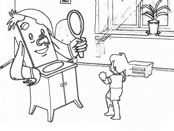 Чуковский Мойдодыр рисунок раскраска