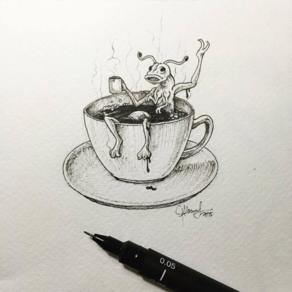 Чашка кофе рисунок карандашом