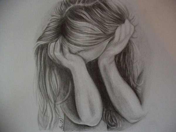 Аниме карандашом грустные