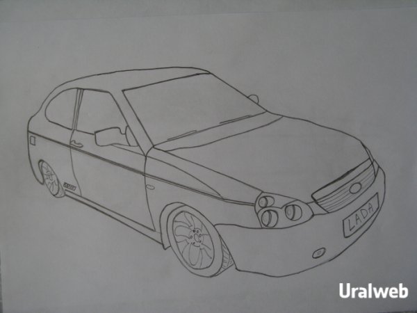 Рисунок Лады Приоры карандашом