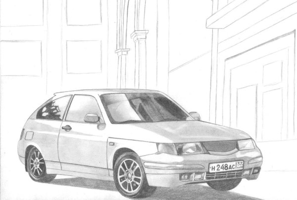 Рисунки карандашом машины Лада