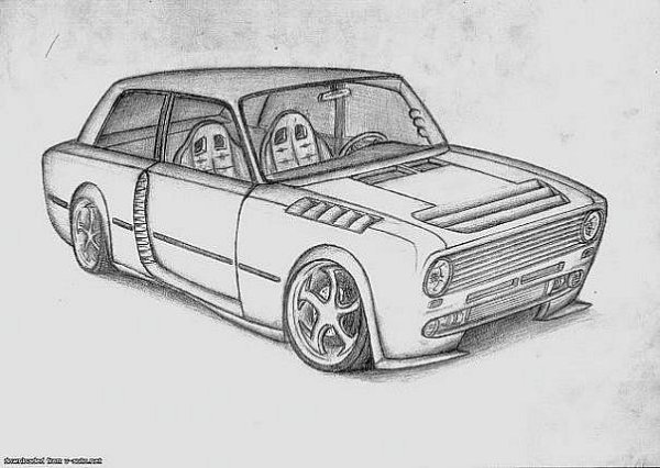 Рисунки русских машин карандашом