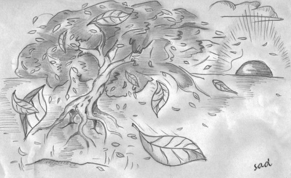 Осенний фон карандашом