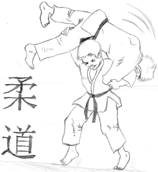 Дзюдо рисунок карандашом