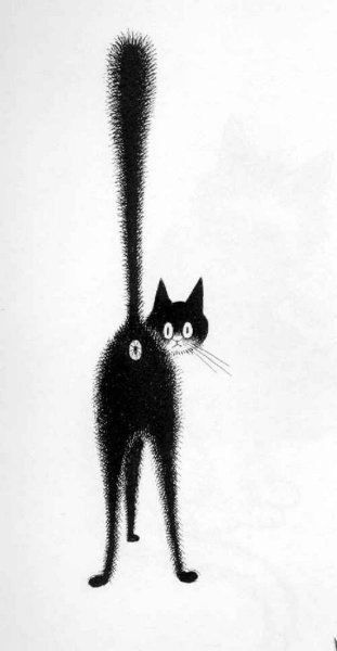 Рисованные черные котики