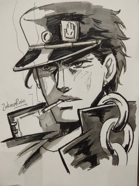 Джотаро Куджо рисунок карандашом