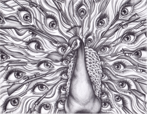 Рисунок Павлин линером