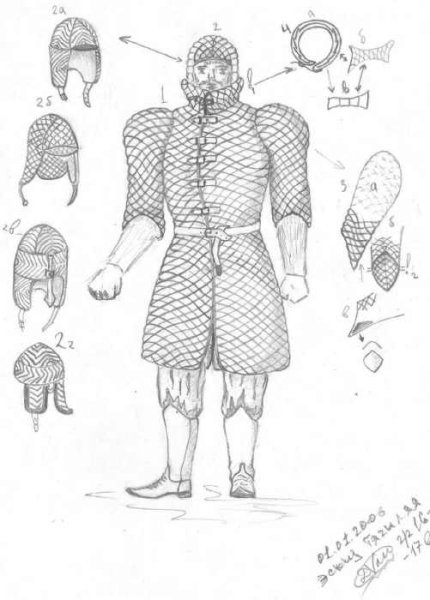 Богатырь в кольчуге рисунок