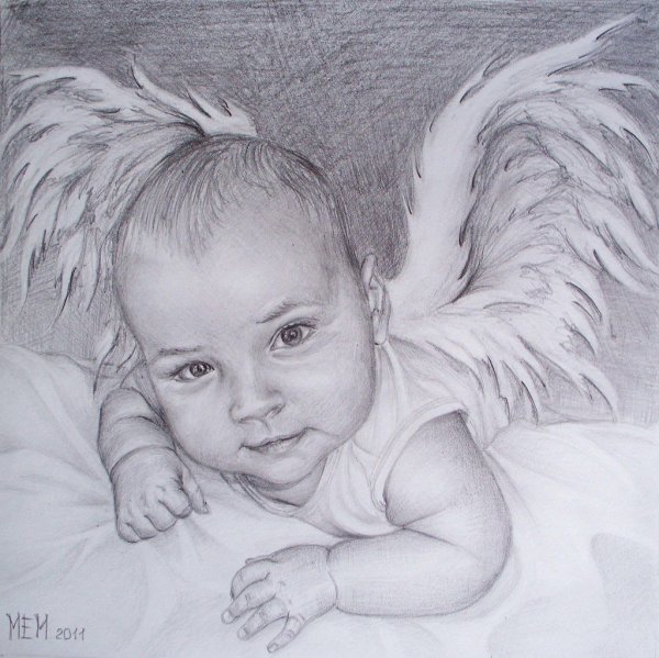 Рисунки ангелов карандашом