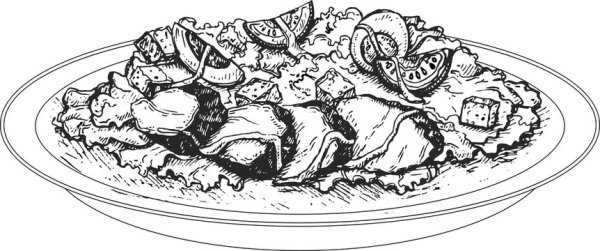 Тарелка с салатом вектор