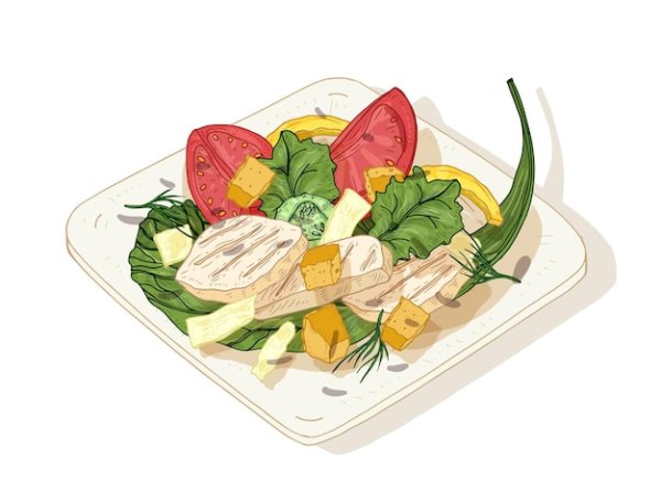 Салат Цезарь вектор