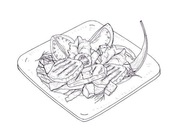 Салат Цезарь раскраска