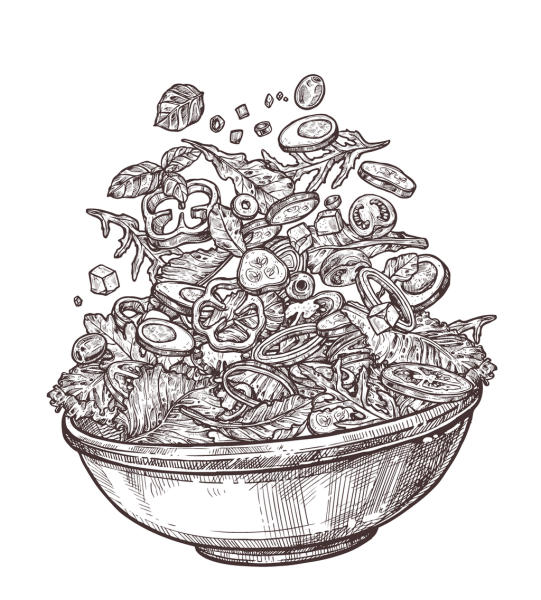 Нарисовать тарелку с салатом