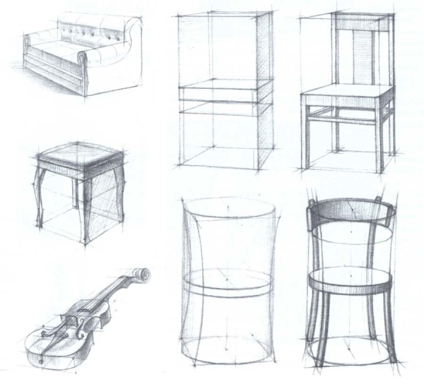 Перспективные зарисовки предметов