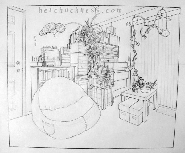 Комната мечты карандашом