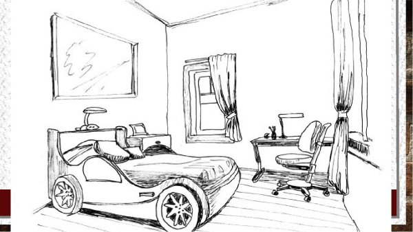 Комната карандашом для срисовки