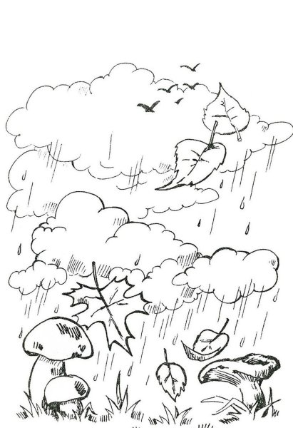 Осенний пейзаж раскраска для детей