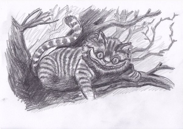 Чеширский кот рисунок для срисовки