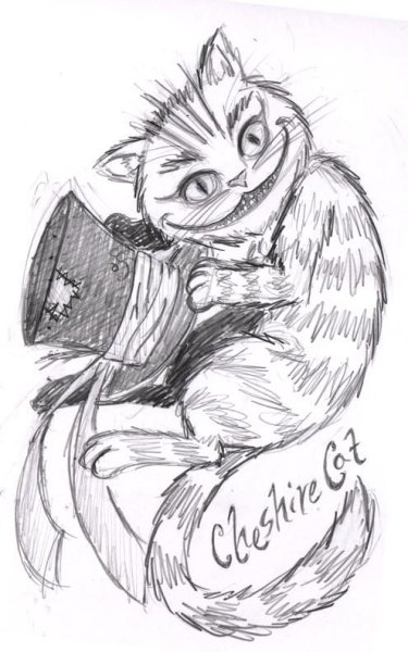 Чеширский кот из Алисы в стране чудес карандашом