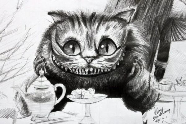Рисунки для срисовки Алиса в стране чудес Чеширский кот