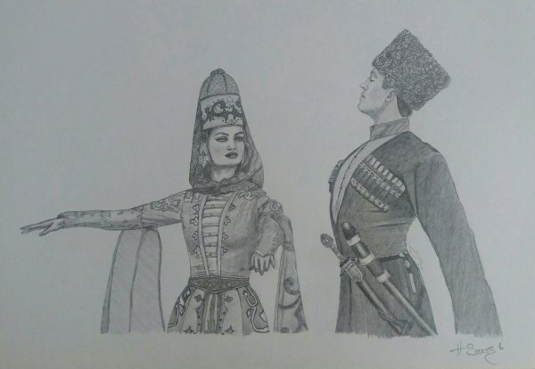 Адыгский национальный костюм для рисования