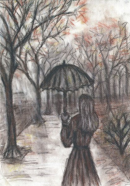 Рисунок осень карандашом