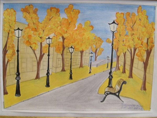 Рисунок осень карандашом