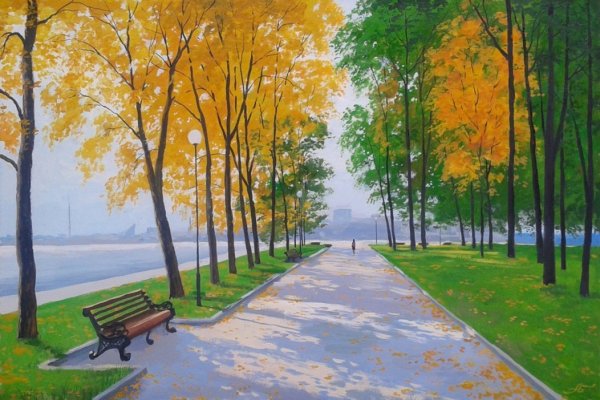 Пейзаж парка карандашом